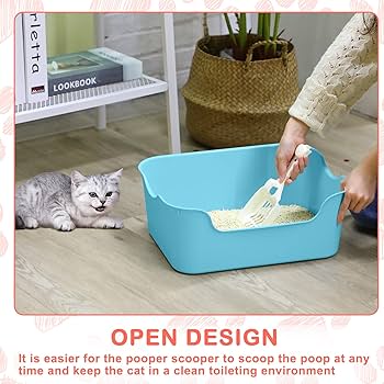 Amazon | 高さのある猫トイレ スクープ付き 大型オープン猫用